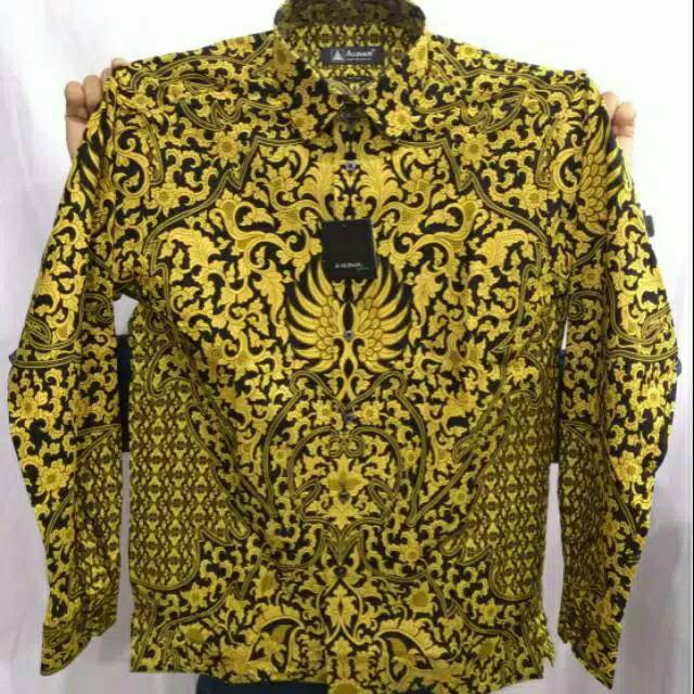 Alisan Kemeja Batik Reguler Panjang Motif Emas Dan Perak Emas S Best Quality
