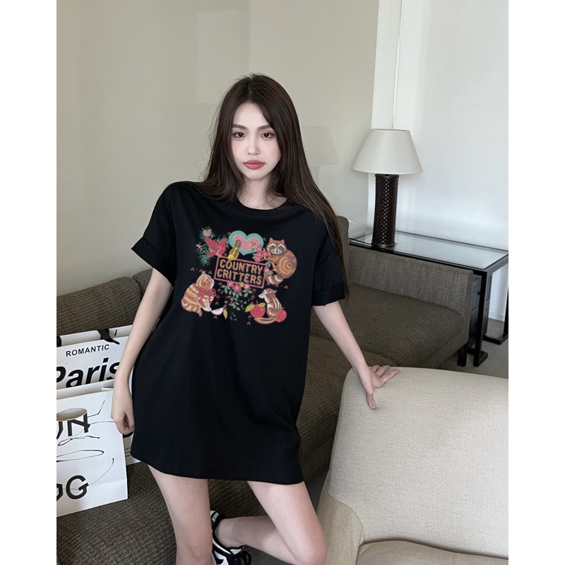 XIAOZHAINV Kaos Putih Atasan Wanita Letter Pattern Lengan Pendek A0024