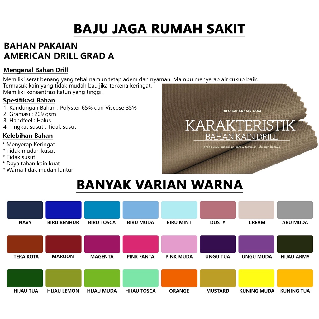 Baju Ok Oka Lengan Pendek Dokter Scrubs Jaga Perawat Petugas Medis Varian II