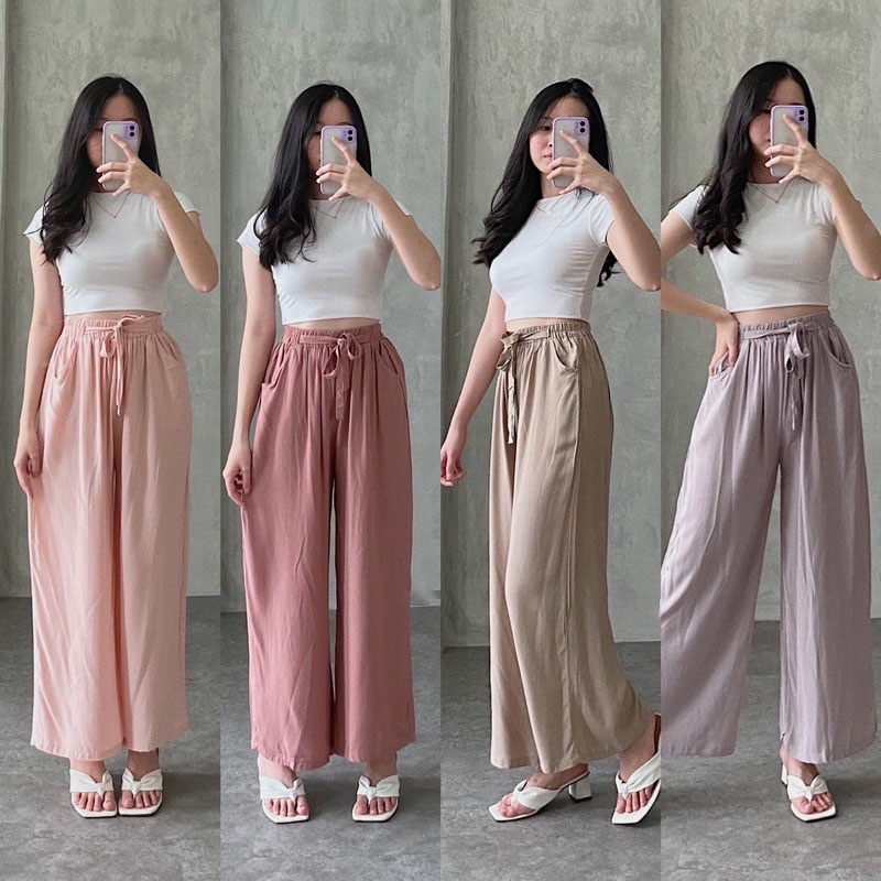 Loose Cullote Pants| Celana Kulot Rayon Wanita Loose Cullote Pants Homewear y62x