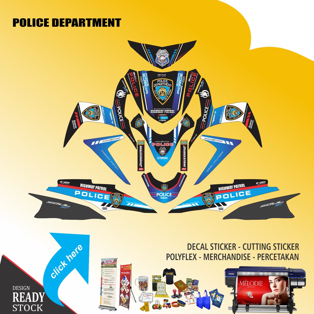 Decal Sticker Motor Yamaha Soul Gt Police 2 Shopee Indonesia