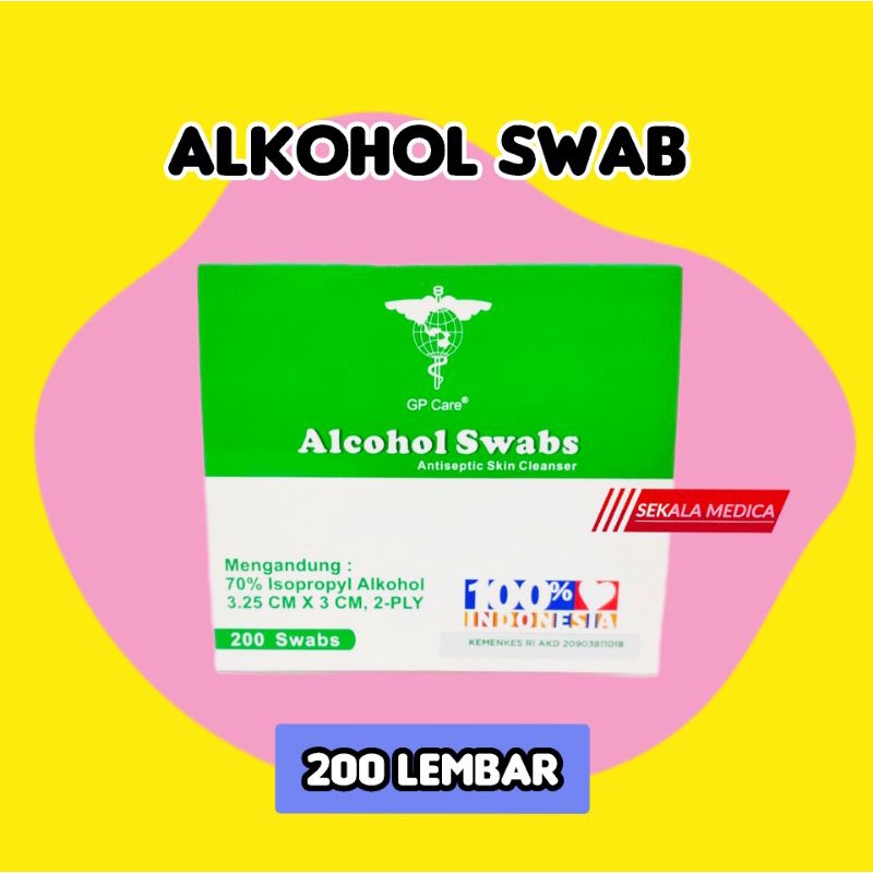 Original ALKOHOL SWAB GP CARE ISI 200 / BOX Exp Baru