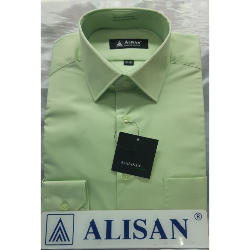 Kemeja Alisan polos lengan panjang warna hijau (H9)