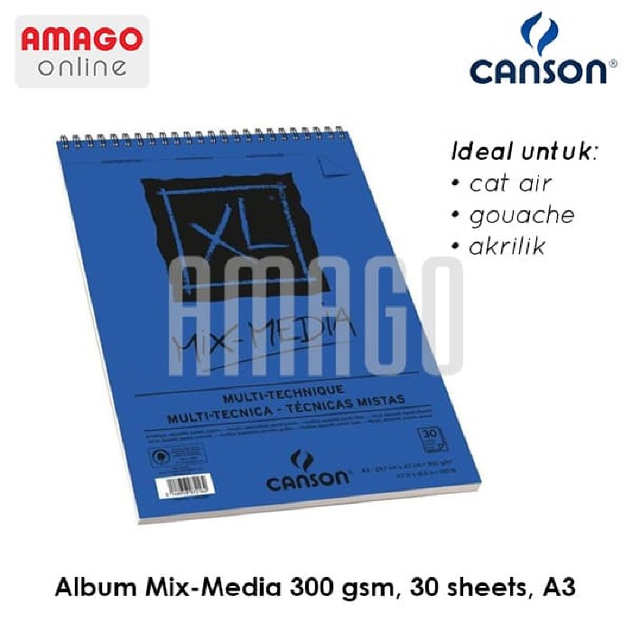 Buku CANSON XL Mix Media Mixmedia 30 sheets Paper Medium Grain A3 300g - 200807216