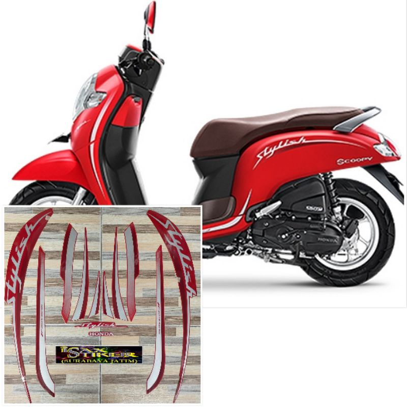 striping original Honda Scoopy stylish merah red tahun 2018 2019