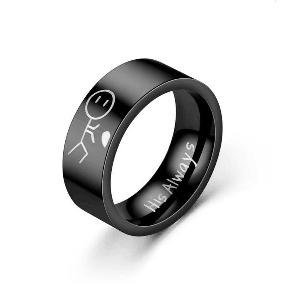 Mxbeauty Cincin Pasangan Keren Sederhana Her Forever Stainless Steel Kawin Pertunangan Cincin Perhiasan Hadiah Cincin Ukir