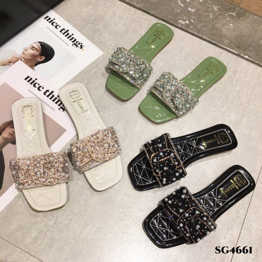 RESTOCK WYN SANDAL RIBBON FULL DIAMOND FASHION KOREA SG4661