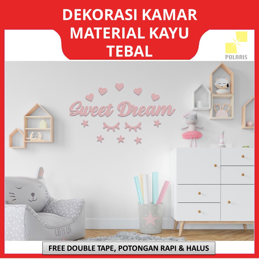 SWEET DREAM HIASAN DINDING RUANG KAMAR - TULISAN KAYU PAJANGAN DEKORASI RUMAH - WALL DECOR TEMPAT TIDUR ANAK