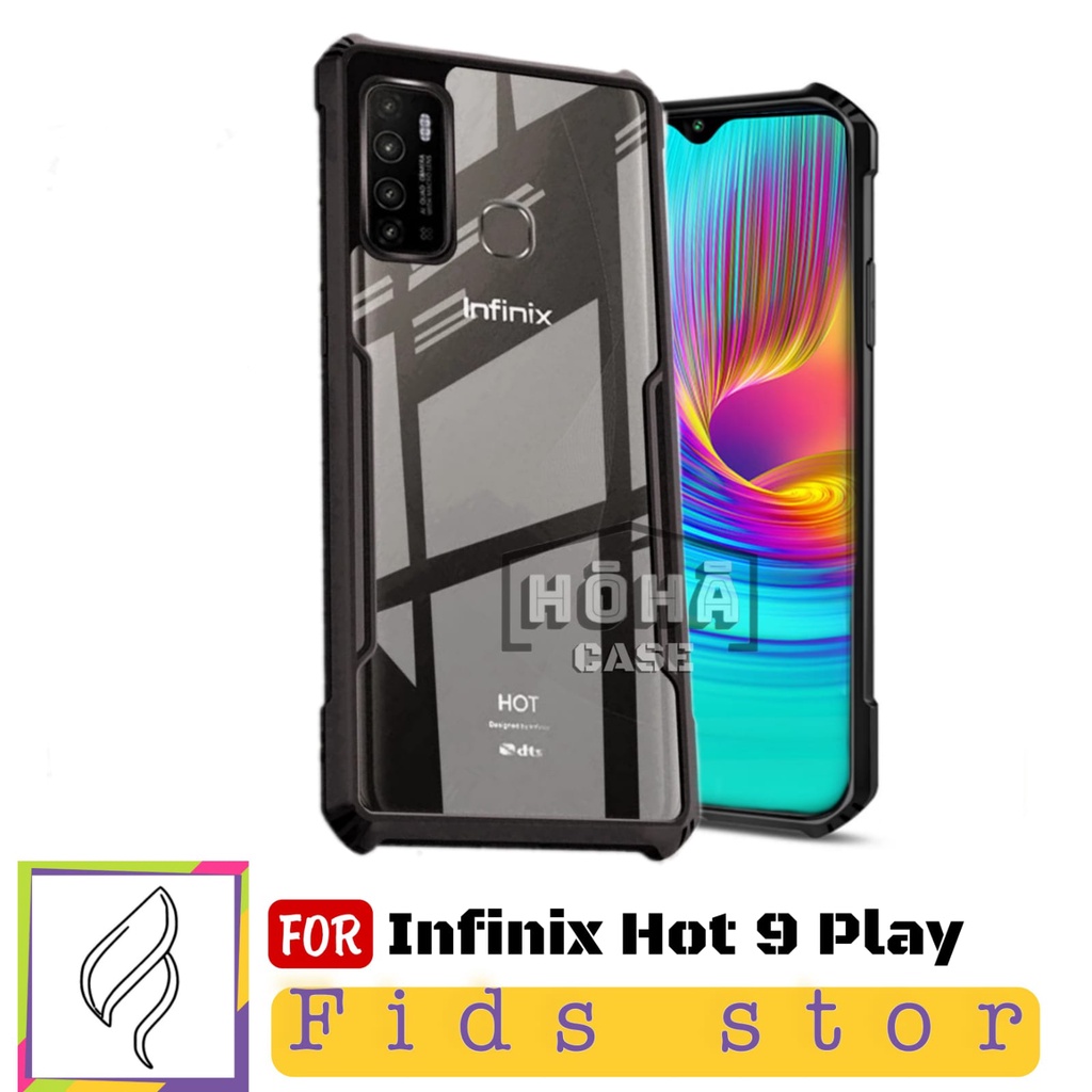 PROMO PAKET 4in1 INFINIX Hot 9 Play / HOT 9 / Hot 10 Play / Hot 11 Play Case +TEMEPERED GLASS FULL COVER BLACK + CAMERA LENS PROTEC FREE GARSKIN