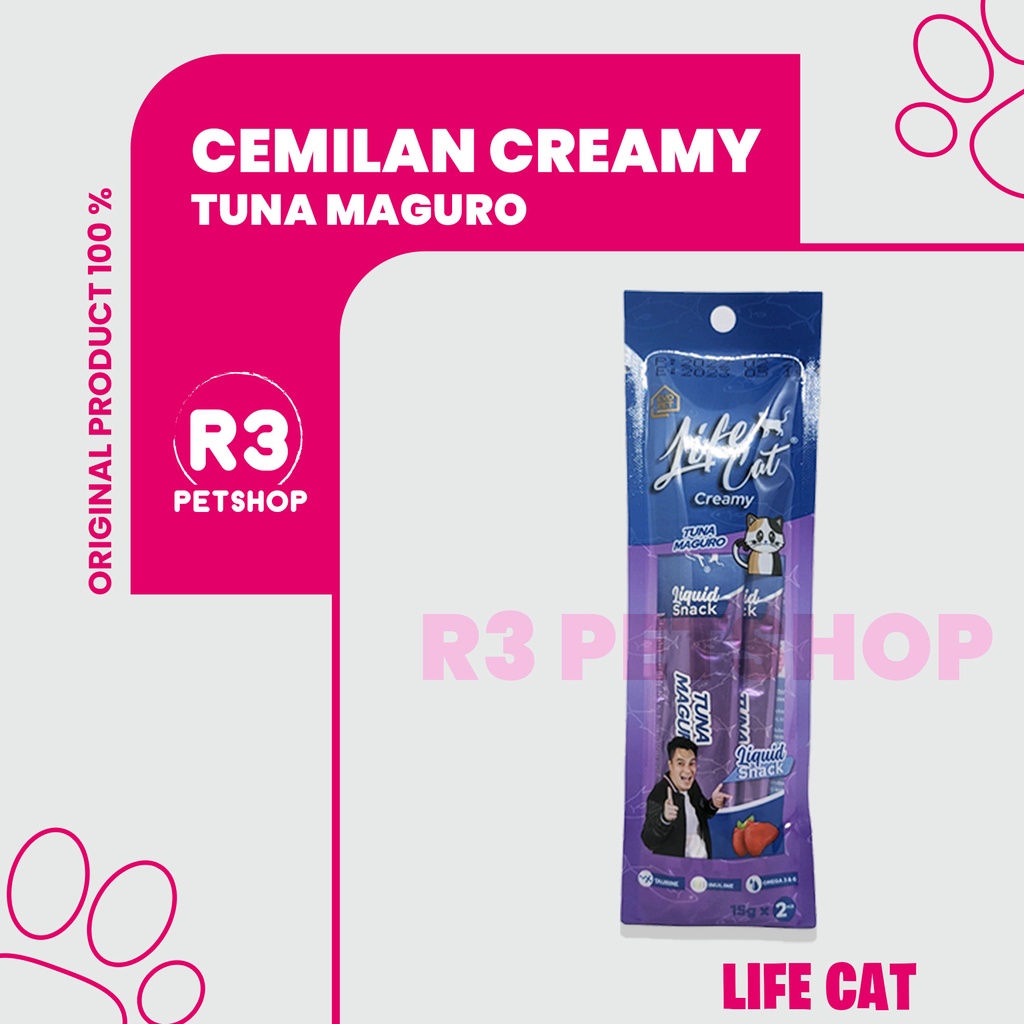 Cemilan Snack Kucing Adult &amp; Kitten Life Cat Creamy Treats 30gr  2 X 15gr Cair