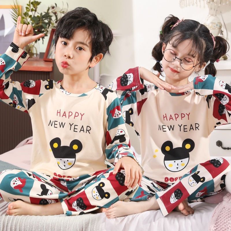 BAJU TIDUR ANAK SETELAN PIYAMA BAYI SET LENGAN PANJANG/BAJU TIDUR ANAK COUPLE C18-A