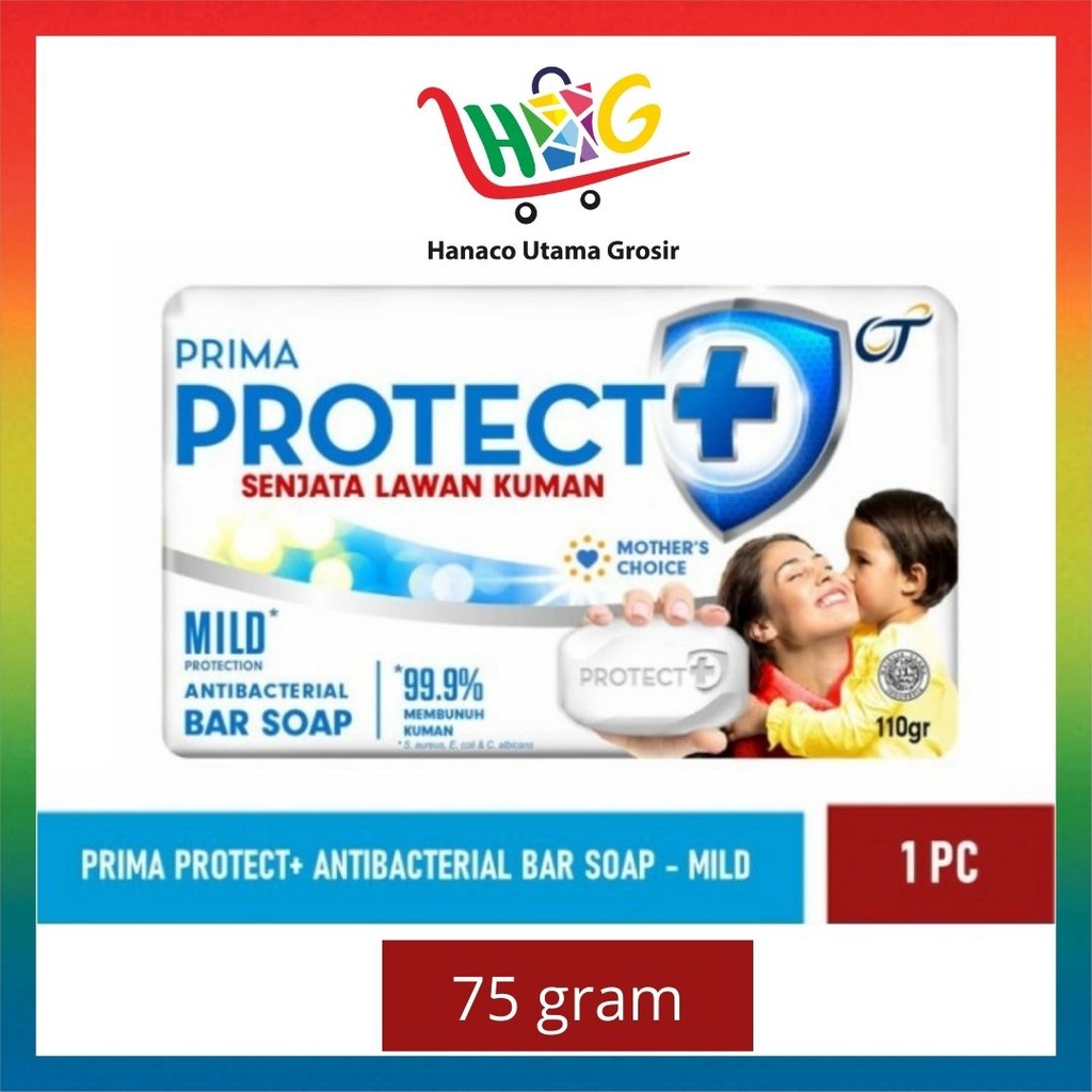 PRIMA PROTECT+ Sabun Batang Antibakterial Mild Protection &amp; Total Protection 75gr