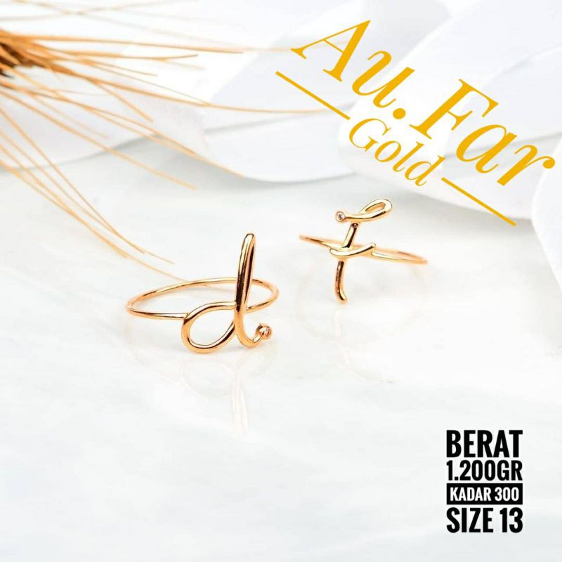 Fashion Aksesoris Wanita Perhiasan Cincin Emas model huruf Kadar 300 - Aufar Gold