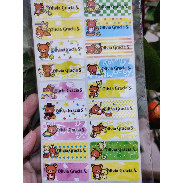 

Label /sticker nama waterproof dan anti sobek motif rilakuma