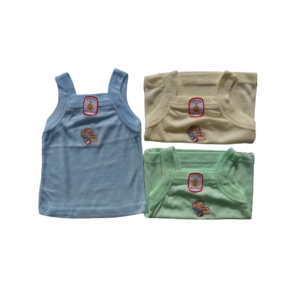 3 Pcs Singlet/Tank Top Bordir Polos Warna SML XL XXL Hen Hao