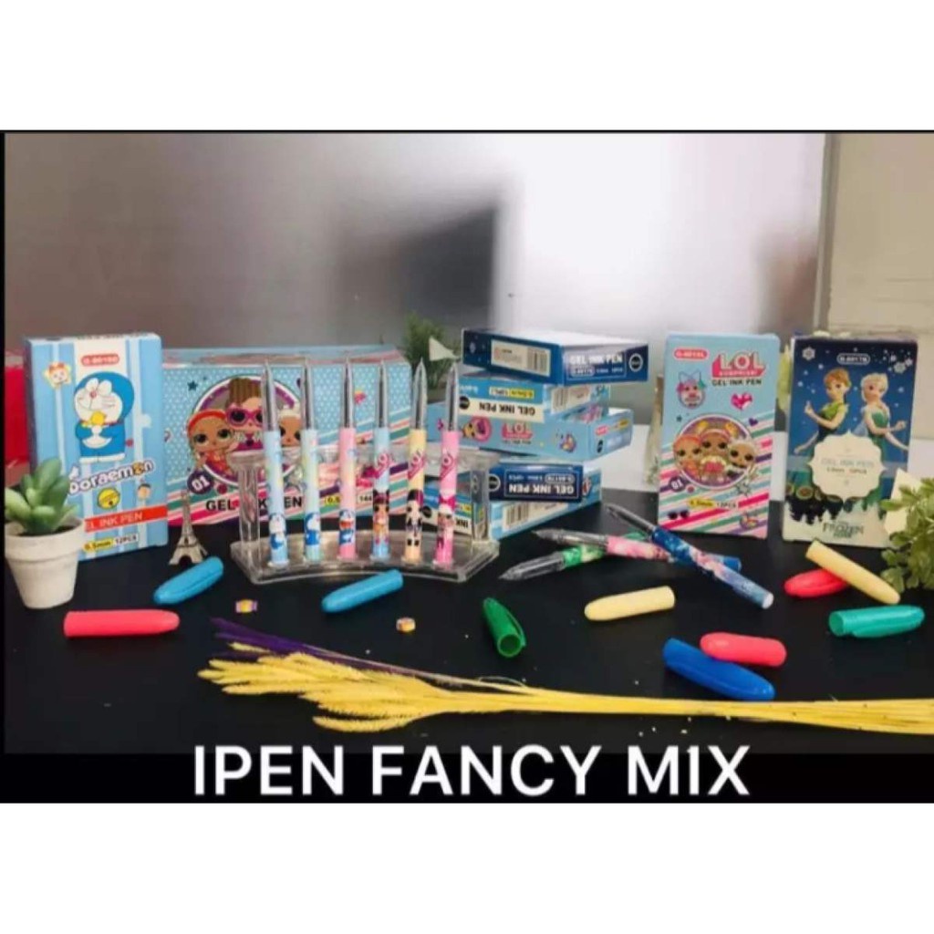 

AS888 - Gel Pen / Pulpen Gel Ipen Fancy Karakter Kartun 0.5mm Warna Hitam Isi 12