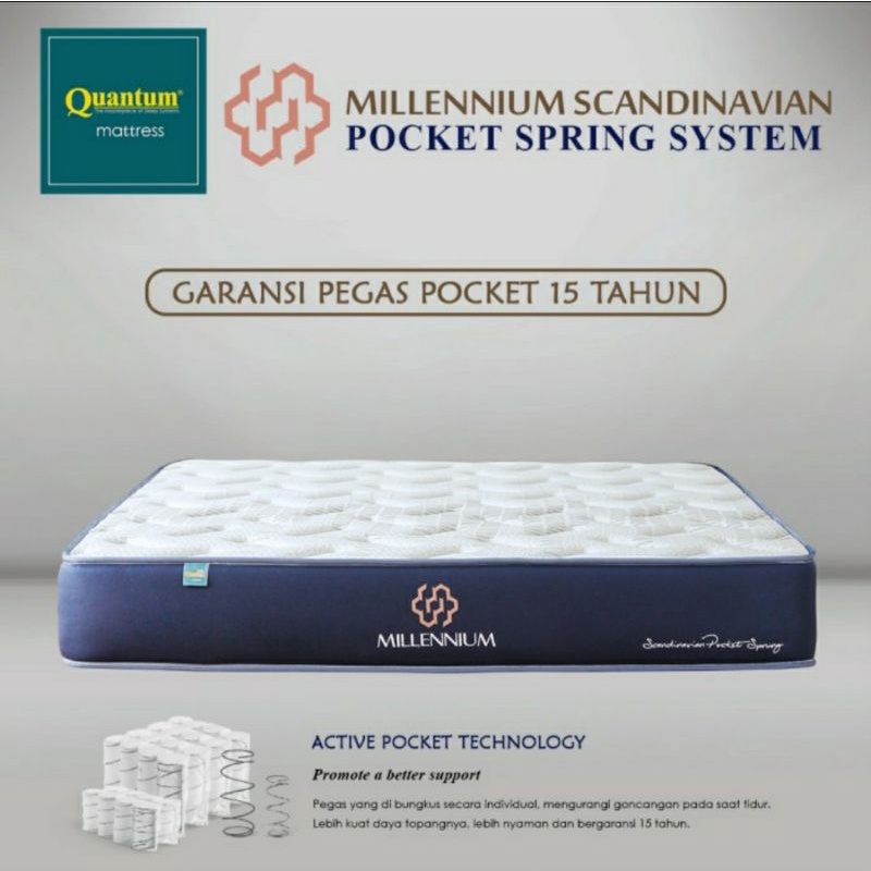 Kasur Quantum Mattress Millennium Scandinavian Pocket Sprung 90 100 120 160 180 200 x 200 Cm Pocket 
