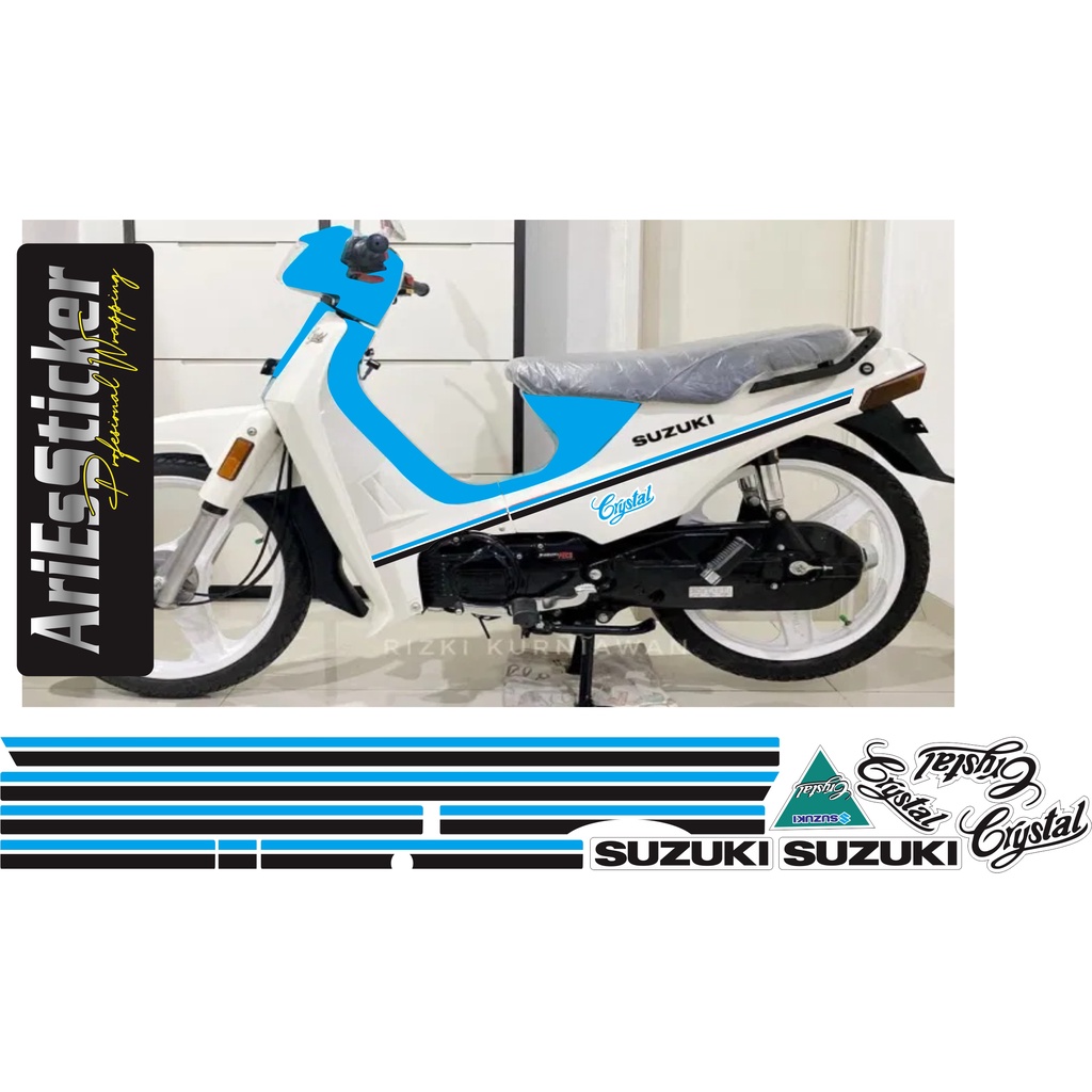 striping stiker lis suzuki crystal putih lis biru 01
