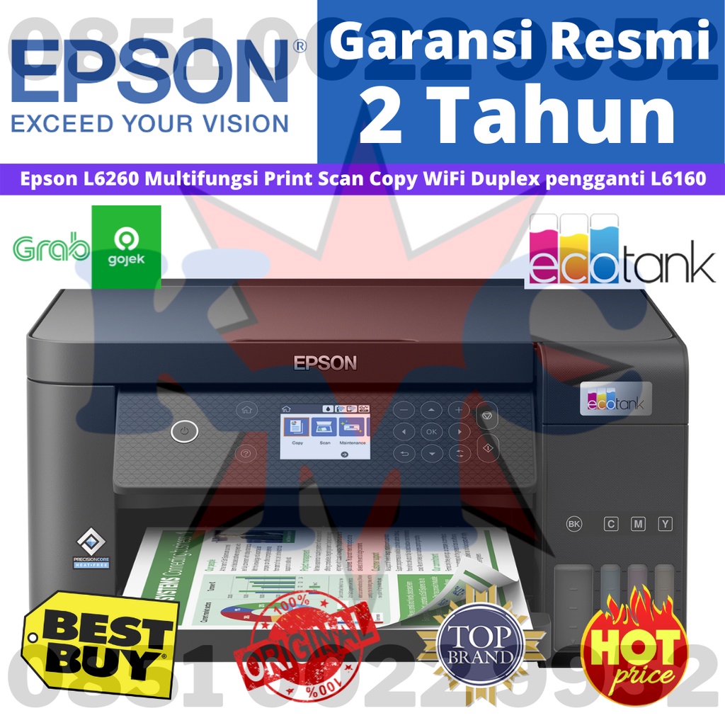 Printer Epson L6260 L 6260 Multifungsi Print Scan Copy WiFi Duplex pengganti L6160