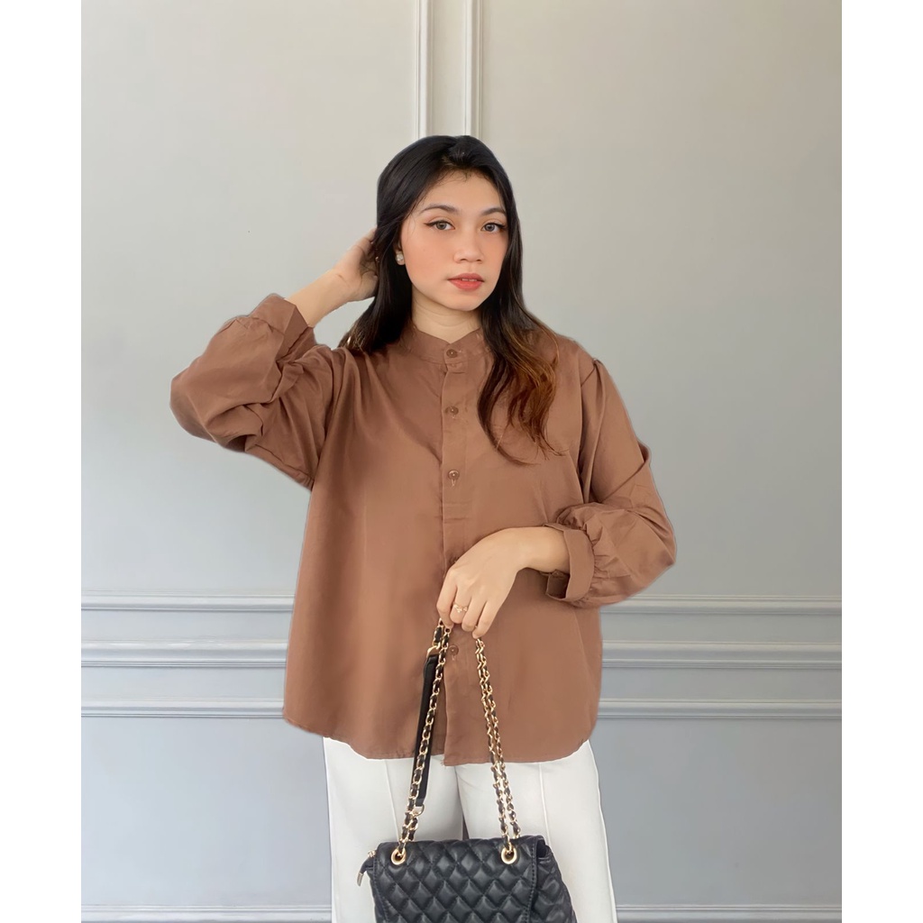 RD FASHION MSMO River Blouse Longsleeve / Blouse Wanita / Kemeja Crinkle / Kemeja Lengan Panjang