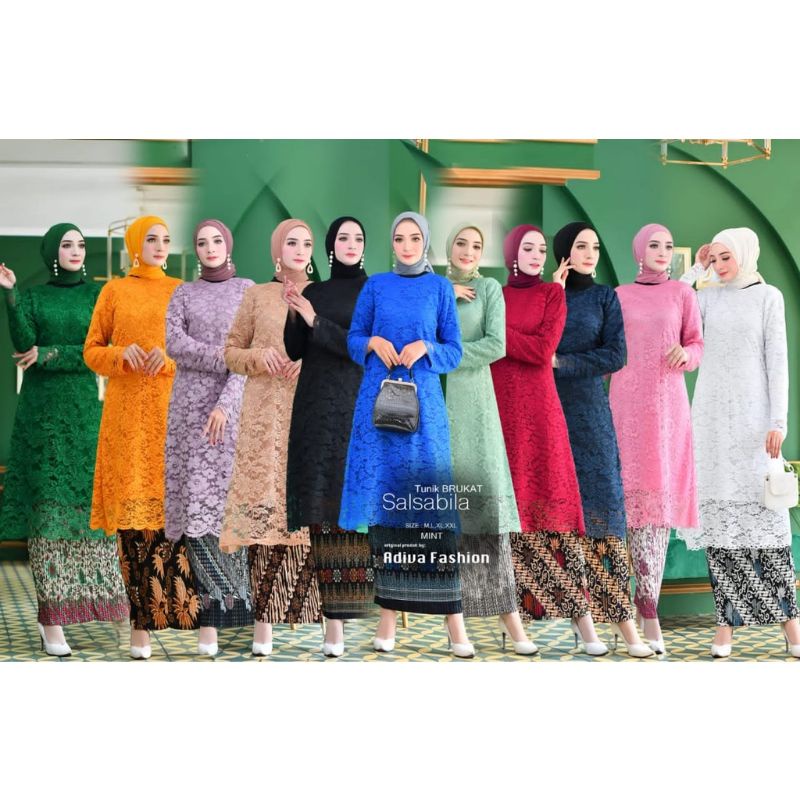 KEBAYA BROKAT KURUNG /TUNIK BRUKAT /KEBAYA SET ROK PLISKET /KEBAYA TUNIK HITAM /KEBAYA