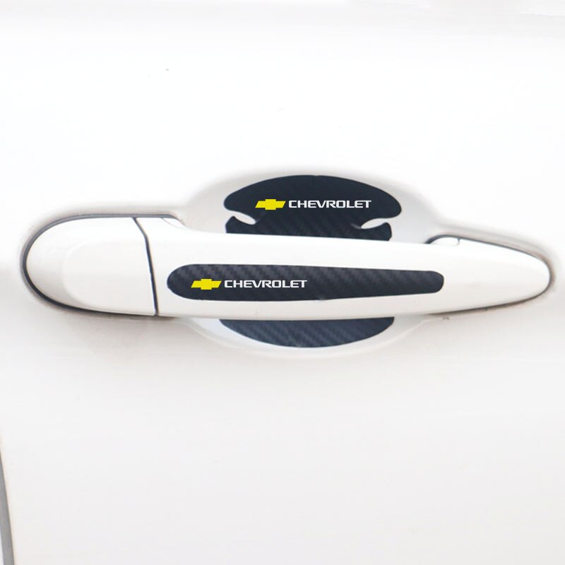 8Pcs Chevrolet Logo Serat Karbon Menangani Perlindungan Film For Chevrolet Spin Omotif Captiva Lova Aveo Trooper Luv