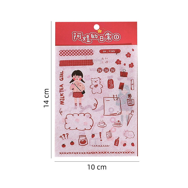 4 Lembar Stiker Kertasselotip Washi Gambar Kartun Perempuan Untuk Dekorasi Diaryscrapbook DIY