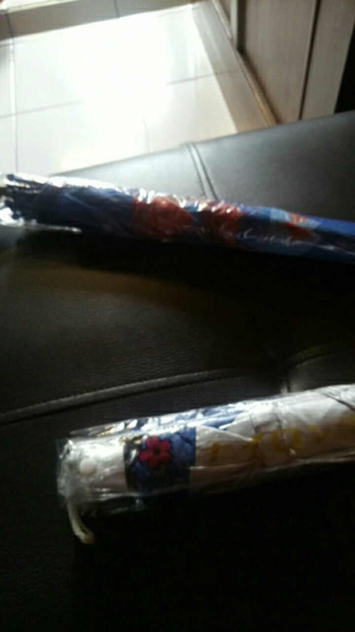 Payung Lipat  Silver Biru Polos Sablon Promosi