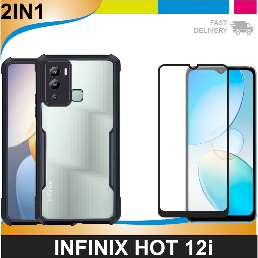 Promo Paket 2 in 1 Case Infinix Hot 12 / Hot 12i (2022) Softcase Shockproof Fusion Xundd Free Anti Gores Layar Premium Quality