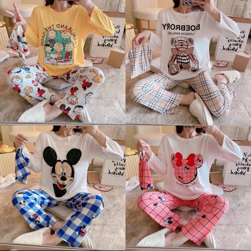Piyama PP Spandek Import/motif lucu POUCH/Fashion Wanita/Baju Tidur Import/Korea Style/Piyama Import