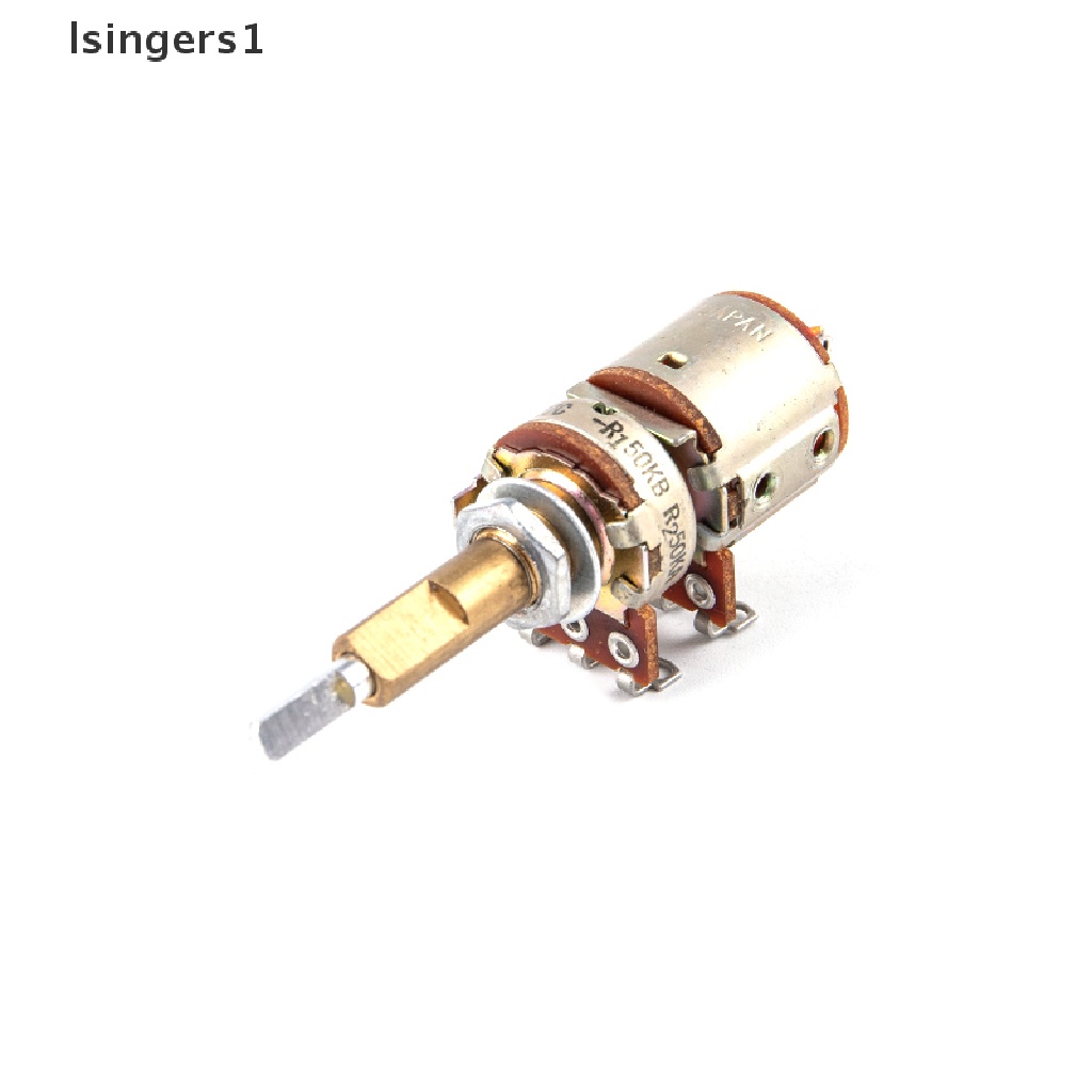 (lsingers1) Potentiometer Double Shaft 16 Tipe Dengan Saklar A50K B50K Panjang 30mm