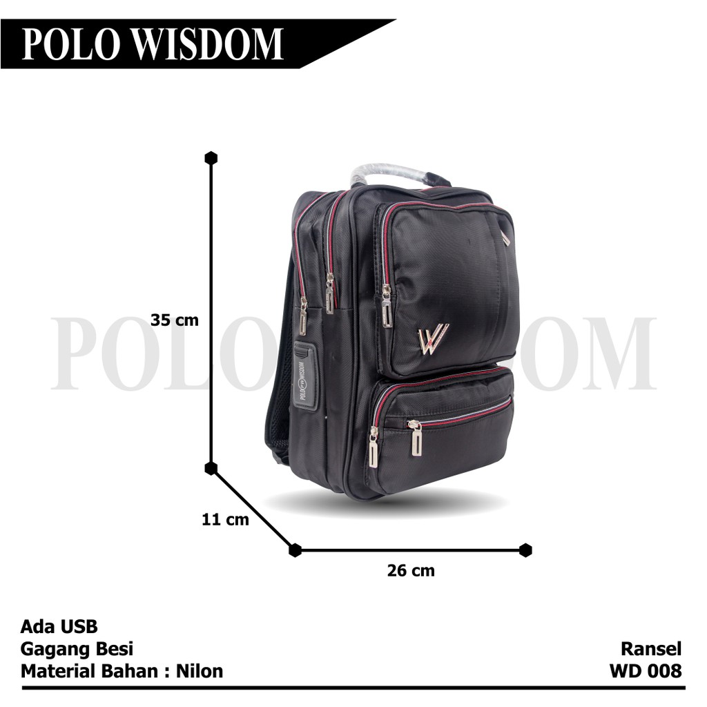 [KLIKTAS] Tas Ransel pria Impor Polo Wisdom - WD 008 - Backpack kantor