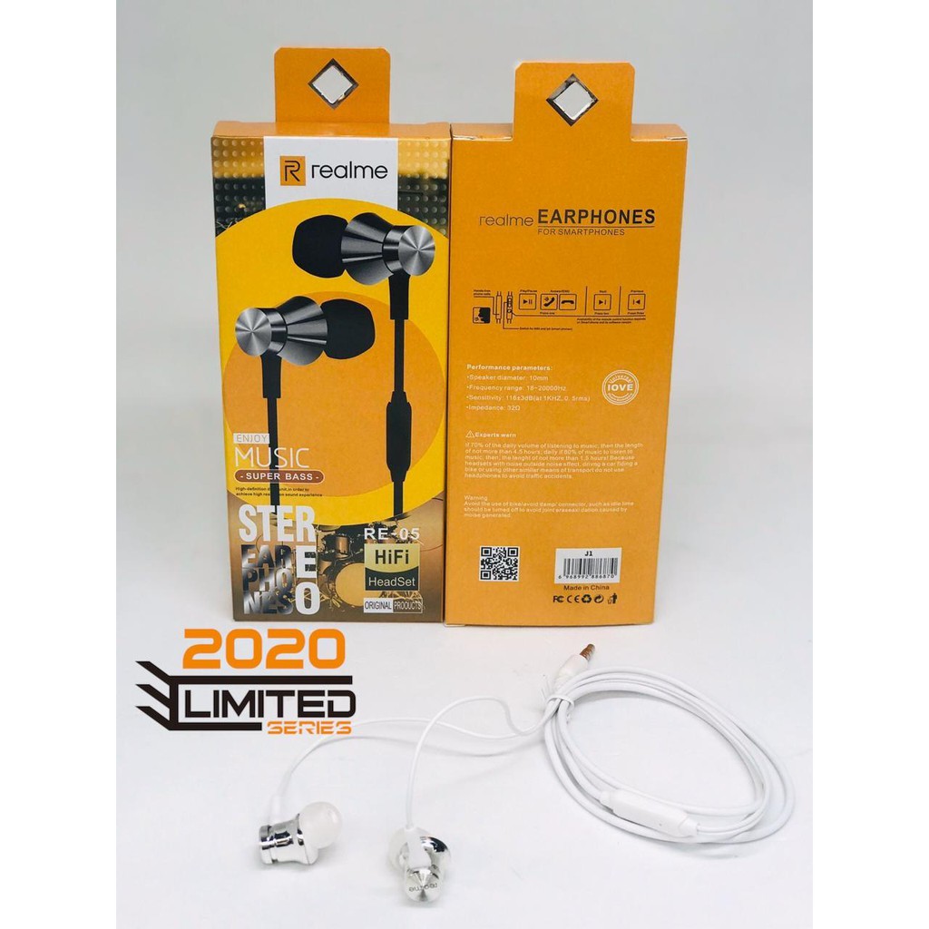 HANDSFREE RE05 REALME ORIGINAL BASS STEREO