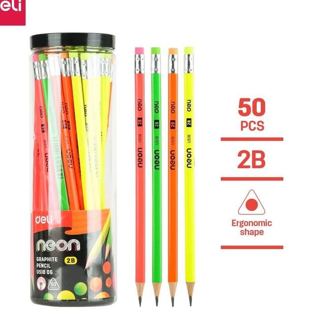 

╧ Terlaris Deli EU51806 Grafit Pensil Kayu 50 Pcs/Tube 4 Warna dengan penghapus ♒