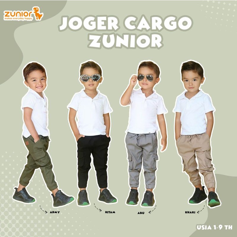 Jogger Cargo Anak Zunior Premium 4 Varian Warna 1-9 Tahun