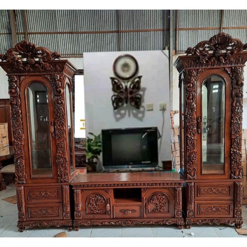 BUFET RAK TV UKIR KAYU JATI