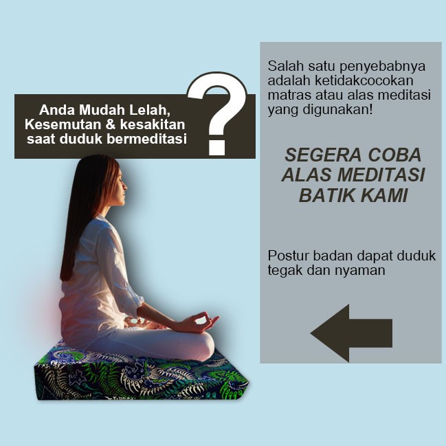 Matras/Bantal/Alas Meditasi (Bantal doa) Batik 50x50x8/4 cm (D90) biru