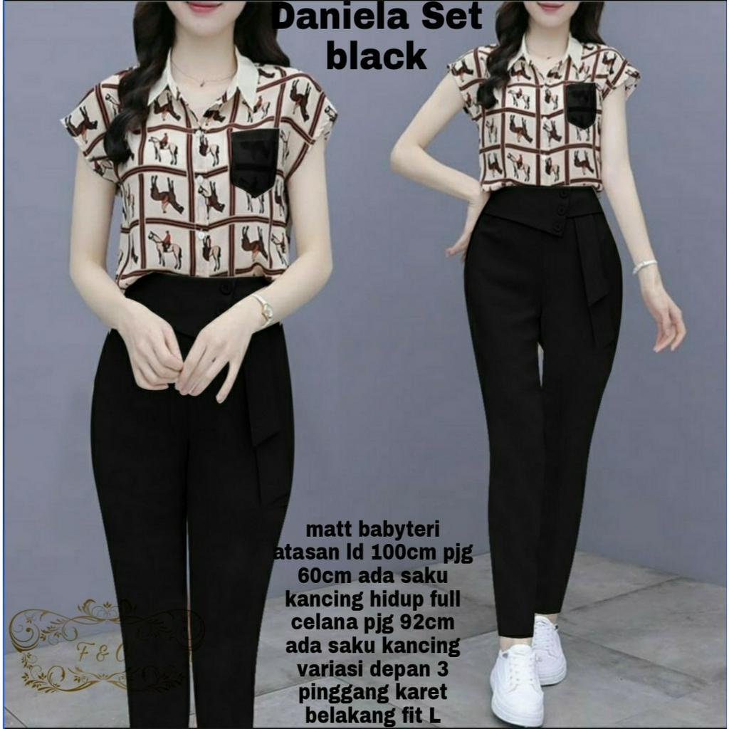 feodora fashion /  Set Daniela / Setelan wanita / Setelan Korea / Setelan OOTD / Kemeja Wanita (GOOD QUALITY)