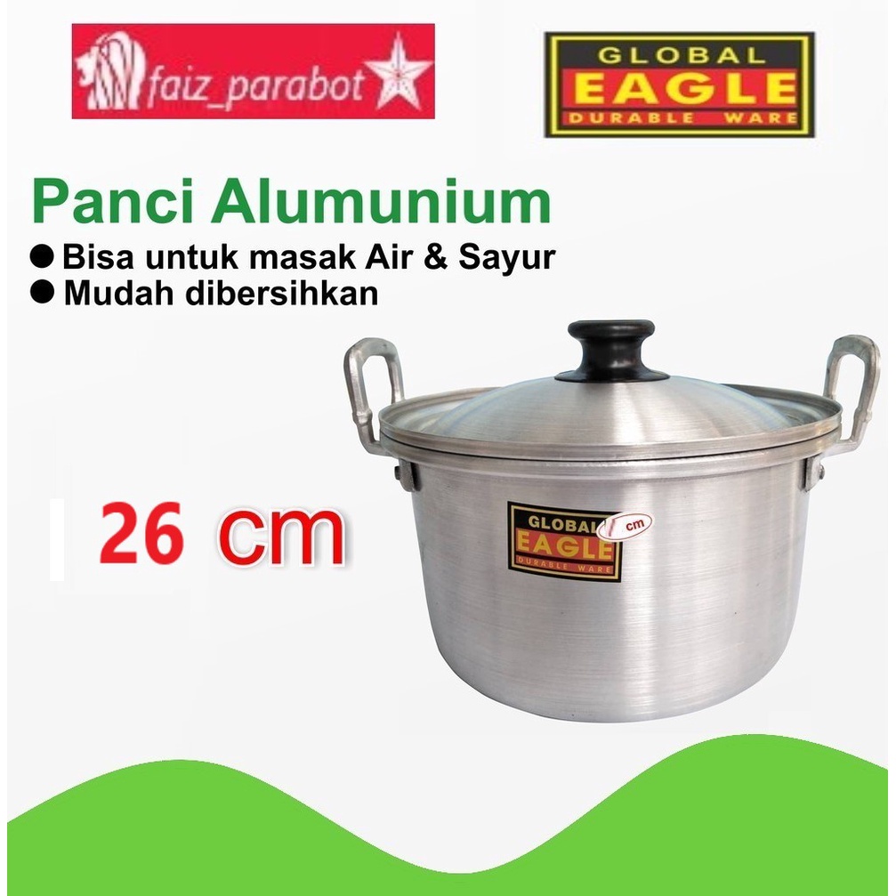 Panci TL Aluminium 16 18 20 22 24 26 28cm Global Eagle / Panci Sayur / Panci Kuah / Panci Masak Air / Panci Mie Rebus