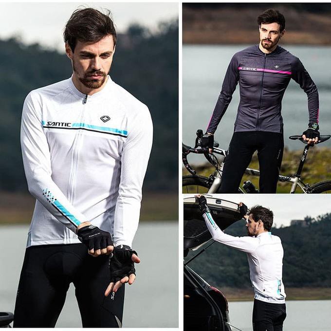 Jersey Sepeda - Santic Jersey Sepeda Pria Original - Jersey Santic - White, S Tokobababu