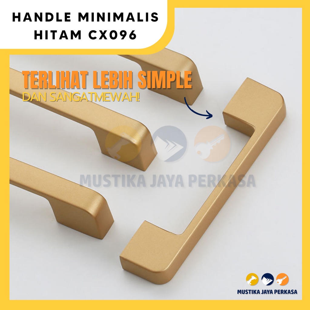 Handle Pintu Lemari Minimalis Mewah CX069 Gold Hitam Emas Zinc Anti Ka