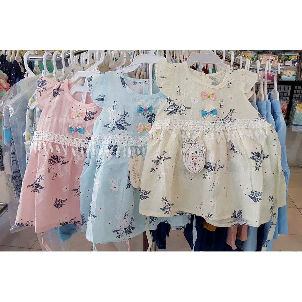 CUCI GUDANG! Dress Anak Bayi Perempuan 2Pita/3Pita Import