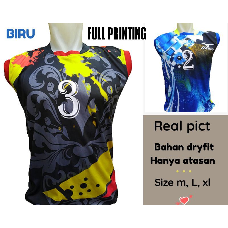 Baju Jersey futsal/volly/bola/badminton atasan singlet printing