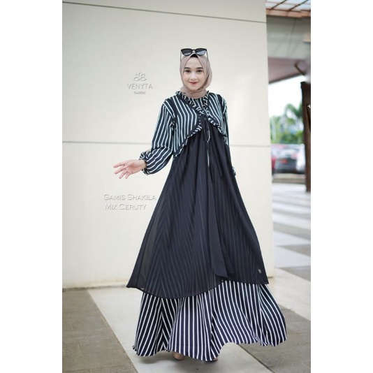 Gamis Mix Ceruty Ori By Venyta //Mahira Dress Venyta//Gamis Outer Ori Venyta