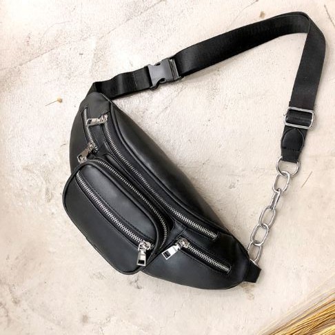 TAS WAIST BAG WANITA CHAKO TA036B5 KULIT HITAM SELEMPANG PINGGANG UNISEX PRIA SHOULDER BAHU IMPORT