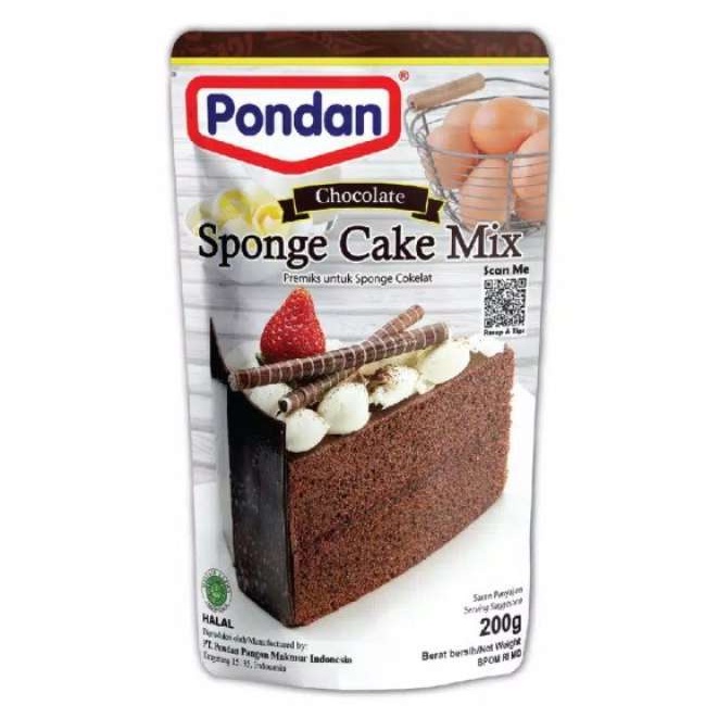 

Pondan Sponge Cake Mix Chocolate 200gr Premiks untuk Kue Sponge Rasa Cokelat