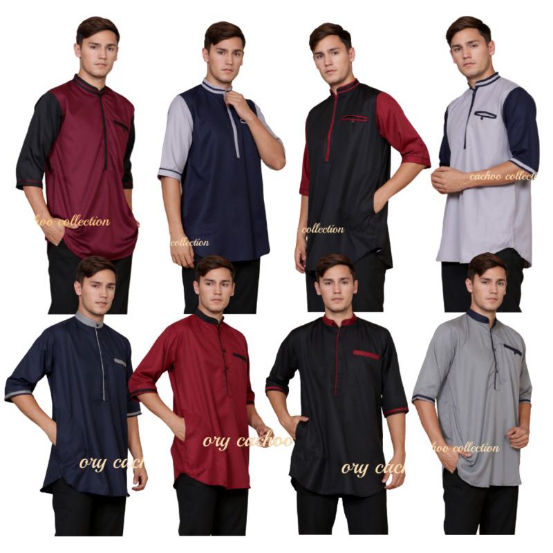 Baju Koko Pria Kurta Dewasa Lengan Pendek Material Catton