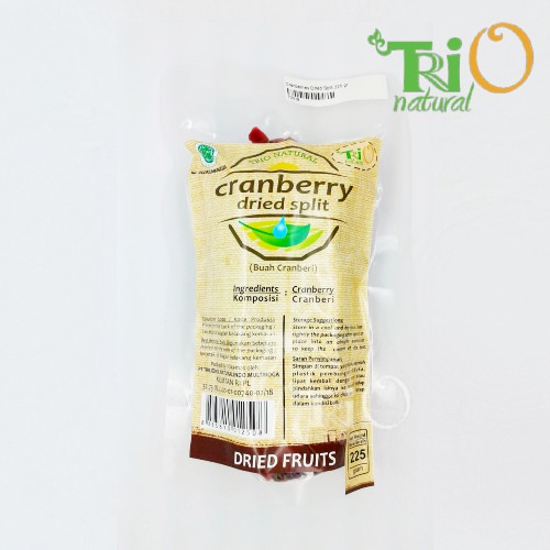 

Trio Natural Cranberries Dried Split 225 gram