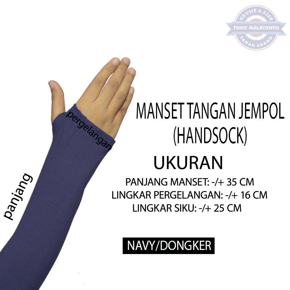 MANSET TANGAN DAN MANSET TANGAN JEMPOL  Pria dan Wanita/Fingerless/Handshock Jempol Polos Bahan KAOS-Dongker/Navy