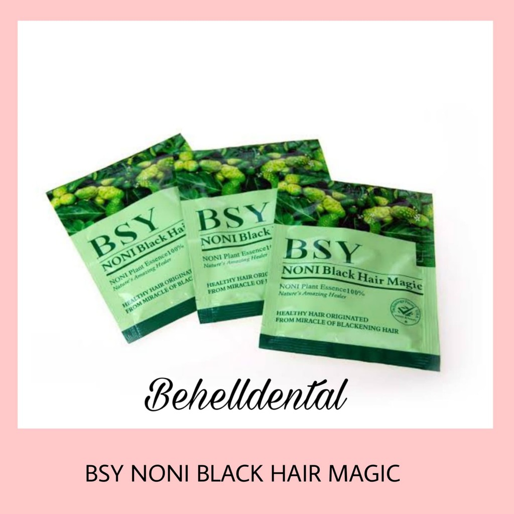 ASLI BSY NONI Black Hair Magic - shampo BSY NONI . Shampoo penghitam rambut . Cat Rambut Hitam Black Praktis Original Behelldental